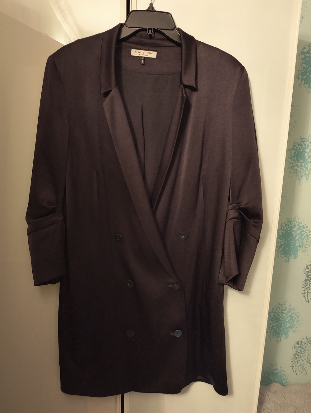 HALSTON double-breasted blazer dress With Two Side Pockets Atlas Sz L